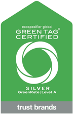 Global Greentag certified, silver streamlined, greenrate, level A. Trust brands.